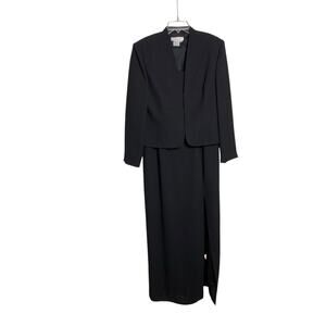 Andrea Poltizzi Vintage 90s Black Column Floor Length Dress & Jacket - Size 12